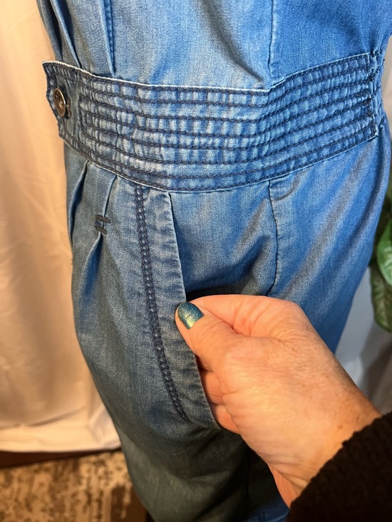 Dkny Sleeveless Denim Zip-Front Midi Dress in Blue - Picture 7 of 15